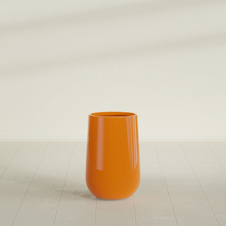 Hayden Urn Planter in Gloss Tangerine, 12"Diam × 20"H, shown empty