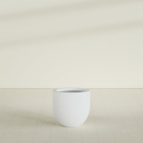 Alzira Bowl Planter in Gloss Bright White, 23"D × 22"H, shown empty