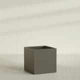 Montroy Cube Planter in Matte Bronze, 48", shown empty