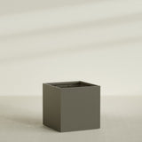 Montroy Cube Planter in Matte Bronze, 48", shown empty