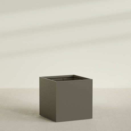 Montroy Cube Planter in Matte Bronze, 48", shown empty