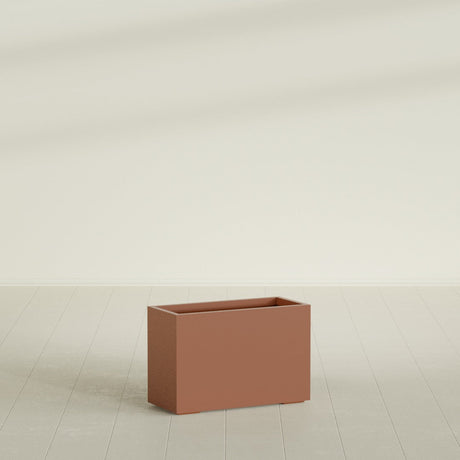 Tolga Rectangular Planter in Matte Terra Cotta, 36"L × 16"D × 24"H, shown empty