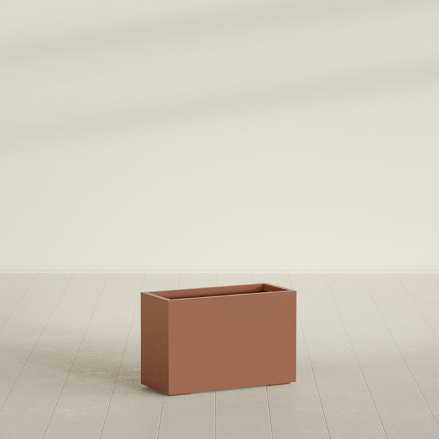 Tolga Rectangular Planter in Matte Terra Cotta, 36"L × 16"D × 24"H, shown empty