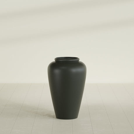 Barà Jar Planter in Matte Charcoal, 20"D × 31"H, shown empty