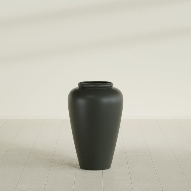 Barà Jar Planter in Matte Charcoal, 20"D × 31"H, shown empty