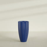 San Jose Tall Fluted Planter in Matte Cobalt Blue, 22"D × 40"H, shown empty