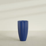 San Jose Tall Fluted Planter in Matte Cobalt Blue, 22"D × 40"H, shown empty