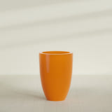 Brannan Tapered Round Planter in Gloss Tangerine, 30"D × 41"H, shown empty