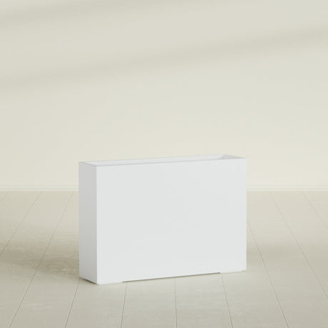 Perth Rectangular Planter in Gloss Bright White, 60"L × 16"D × 42"H, shown empty