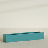 Cuba Low Rectangular Planter in Satin Seafoam Green, 72"L × 14"D × 12"H, shown empty