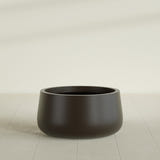 Short Hayden Bowl Planter in Matte Dark Brown, 20"D × 10"H, shown empty