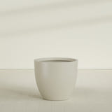 Wannsee Round Planter in Satin Beige, 44"D × 39"H, shown empty