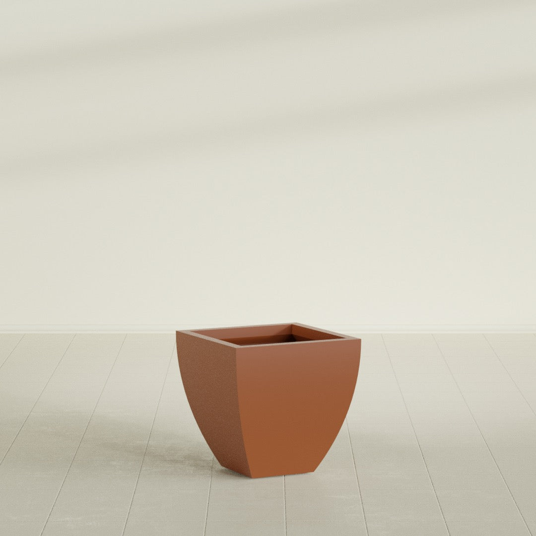 Lima Tapered Square Planter in Matte Terra Cotta, 20", shown empty