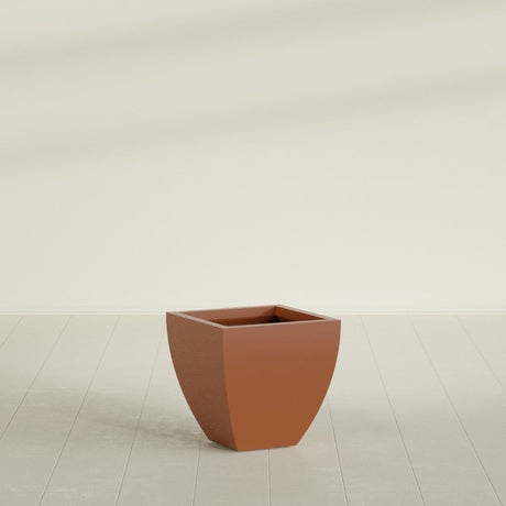 Lima Tapered Square Planter in Matte Terra Cotta, 20", shown empty