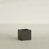 Montroy Cube Planter in Matte Dark Brown, 16", shown empty