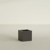 Montroy Cube Planter in Matte Dark Brown, 16", shown empty