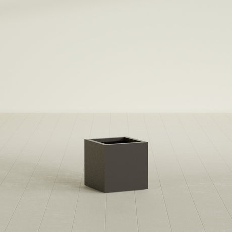 Montroy Cube Planter in Matte Dark Brown, 16", shown empty