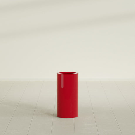 Corry Cylinder Planter in Gloss Red, 10"D × 20"H, shown empty