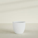 Wannsee Round Planter in Gloss Bright White, 39"D × 34"H, shown empty