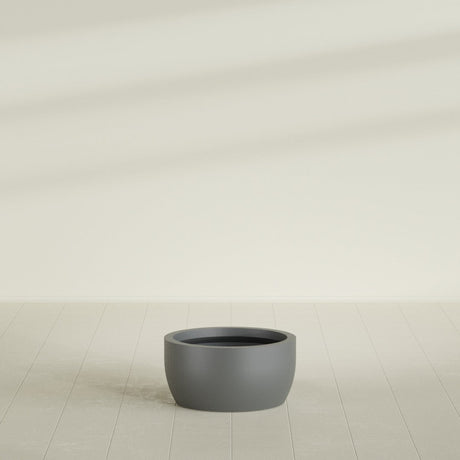 Casablanca Bowl Planter in Matte Gunmetal, 24"D × 12"H, shown empty
