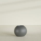 Globe Planter in Matte Gunmetal, 24"D × 19"H, shown empty