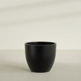 Wannsee Round Planter in Matte Black, 44"D × 39"H, shown empty