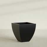 Lima Tapered Square Planter in Matte Black, 30", shown empty