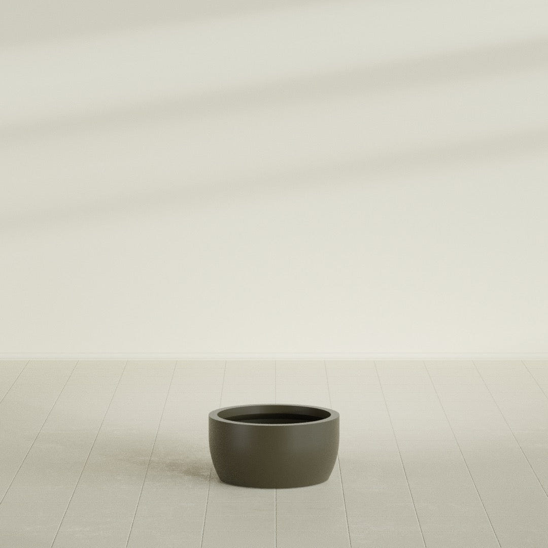 Casablanca Bowl Planter in Matte Bronze, 20"D × 10"H, shown empty