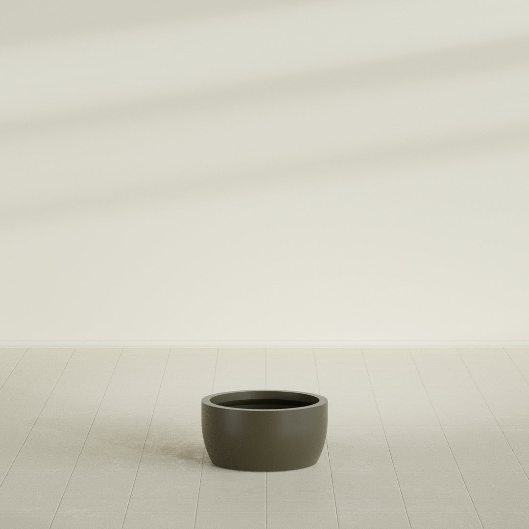 Casablanca Bowl Planter in Matte Bronze, 20"D × 10"H, shown empty