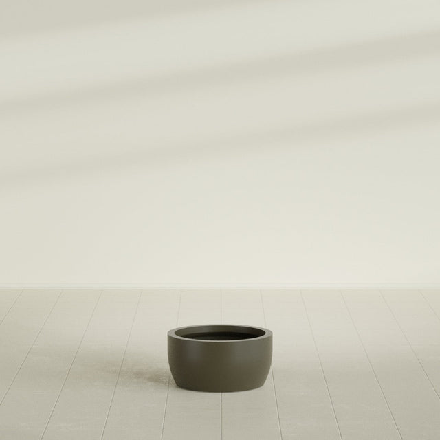 Casablanca Bowl Planter in Matte Bronze, 20"D × 10"H, shown empty