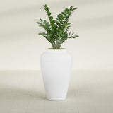 Barà Jar fiberglass planter in Gloss Bright White, shown planted, in a sunlit interior