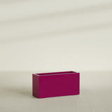 Hollywood Narrow Rectangular Planter in Gloss Eggplant, 36"L × 12"D × 24"H, shown empty