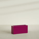 Hollywood Narrow Rectangular Planter in Gloss Eggplant, 36"L × 12"D × 24"H, shown empty