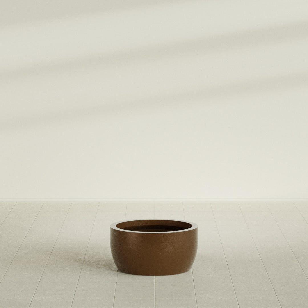 Casablanca Bowl Planter in Metallic Bronze, 24"D × 12"H, shown empty