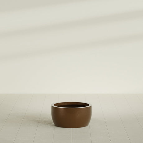 Casablanca Bowl Planter in Metallic Bronze, 24"D × 12"H, shown empty