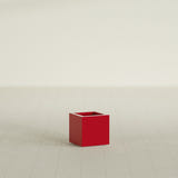 Montroy Cube Planter in Gloss Red, 12", shown empty
