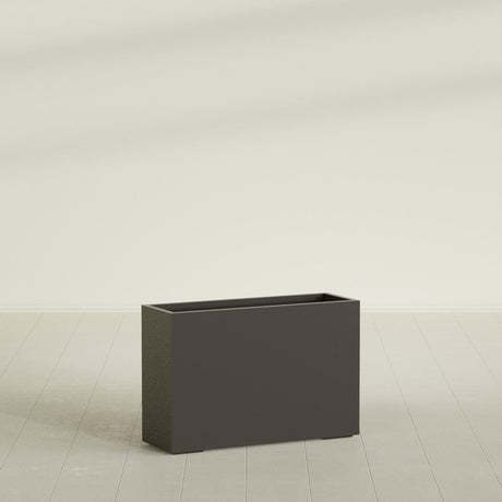 Potsdam Rectangular Planter in Matte Dark Brown, 48"L × 16"D × 32"H, shown empty