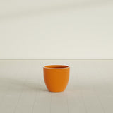Wannsee Round Planter in Gloss Tangerine, 22"D × 19"H, shown empty