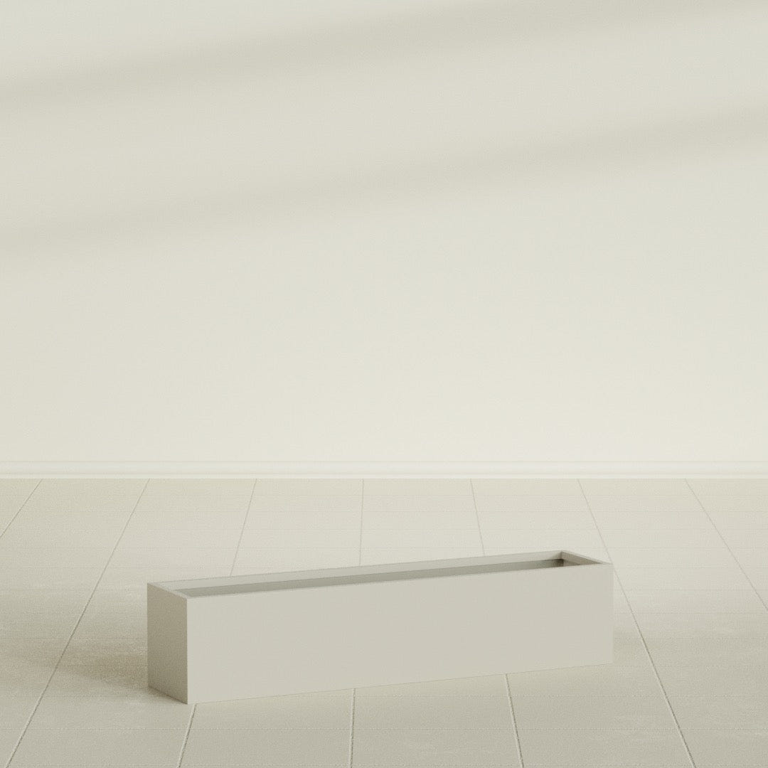 Monaco Rectangle Planter in Satin Beige, 32"L, shown empty