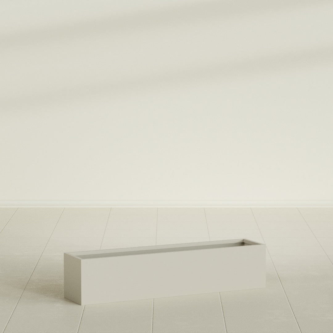 Monaco Rectangle Planter in Satin Beige, 32"L, shown empty