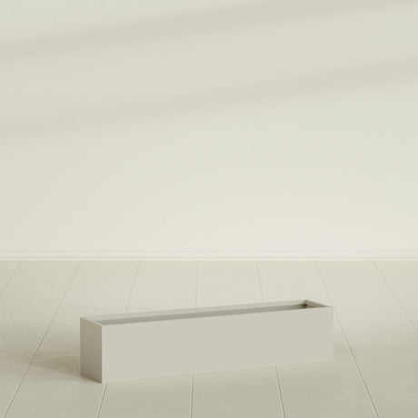Monaco Rectangle Planter in Satin Beige, 32"L, shown empty