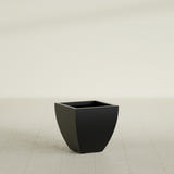 Lima Tapered Square Planter in Matte Black, 16", shown empty