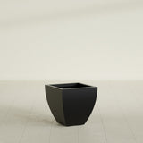 Lima Tapered Square Planter in Matte Black, 16", shown empty