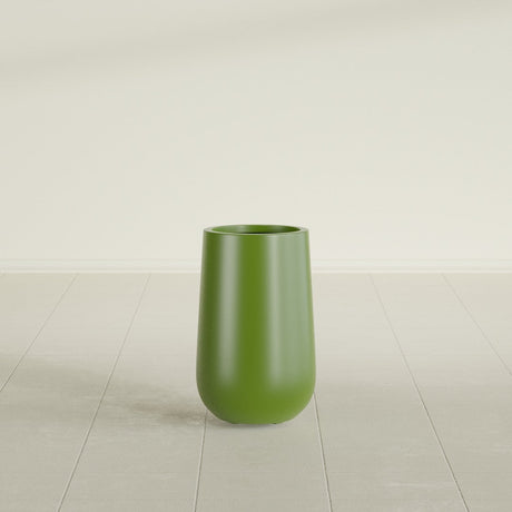 Hayden Urn Planter in Satin Green, 18"Diam × 29"H, shown empty