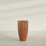 San Jose Tall Fluted Planter in Matte Terra Cotta, 22"D × 40"H, shown empty