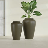 Barà Jar fiberglass planter in Matte Bronze, size range, in a sunlit interior