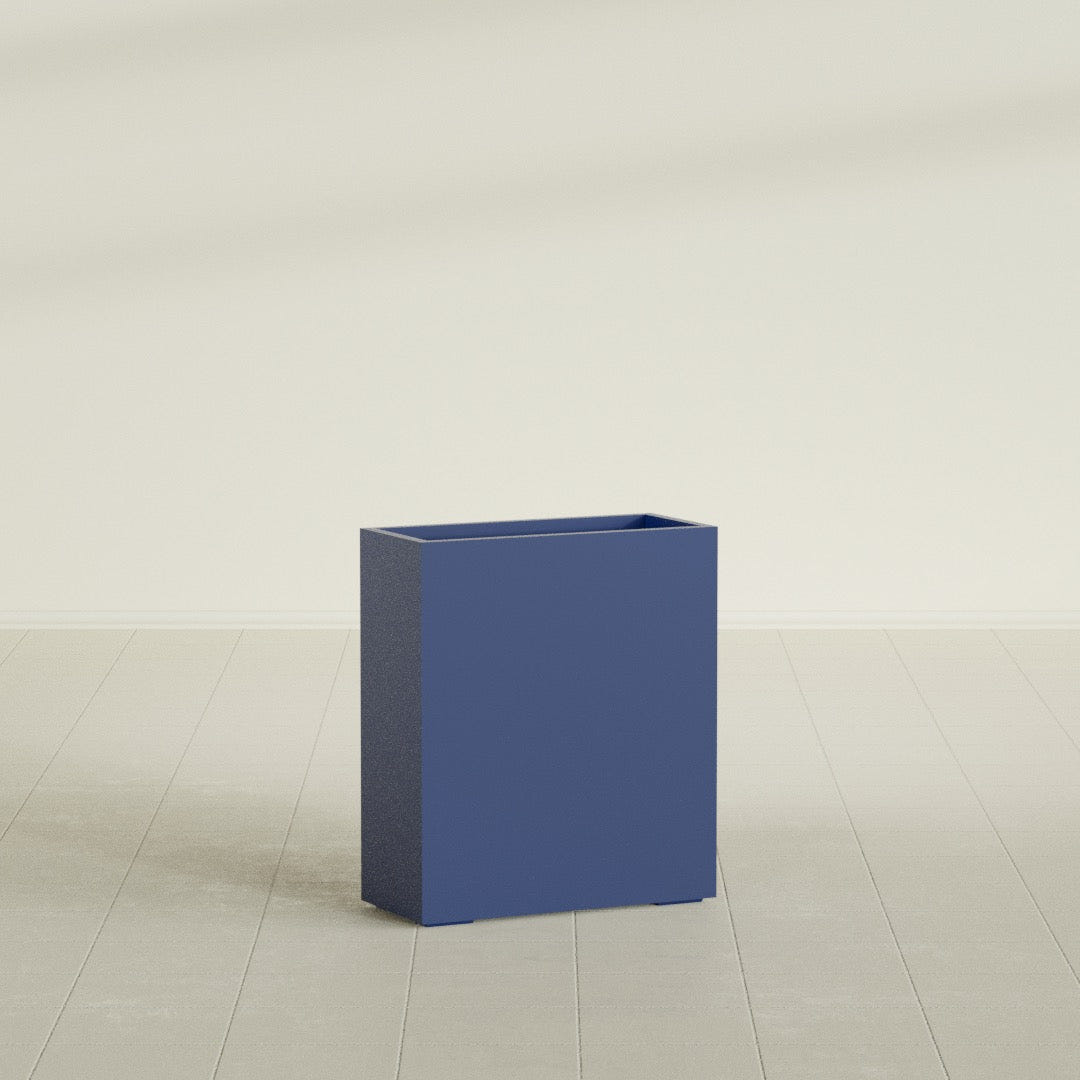 Perth Rectangular Planter in Matte Cobalt Blue, 36"L × 16"D × 42"H, shown empty