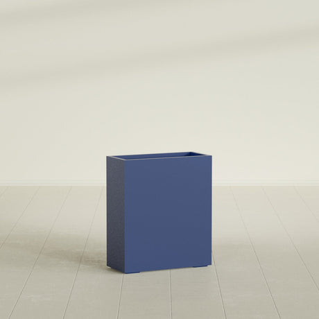 Perth Rectangular Planter in Matte Cobalt Blue, 36"L × 16"D × 42"H, shown empty