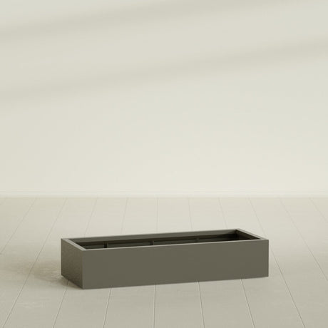 Antwerp Rectangular Planter in Matte Bronze, 60"L × 24"D × 12"H, shown empty