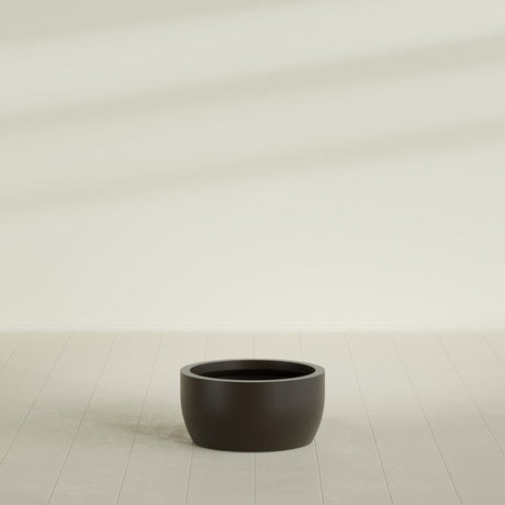Casablanca Bowl Planter in Matte Dark Brown, 24"D × 12"H, shown empty